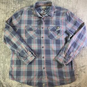 Salty Crew Plaid Flannel Long Sleeve Button Up Shirt Men's XL Blue Red